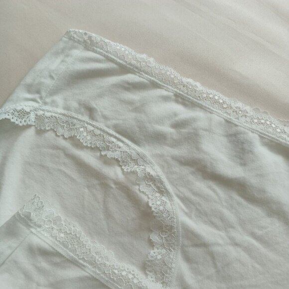 2 PACK JENNI Women Bikini Panty Size 2XL White Lace Detail Cotton - Picture 4 of 9